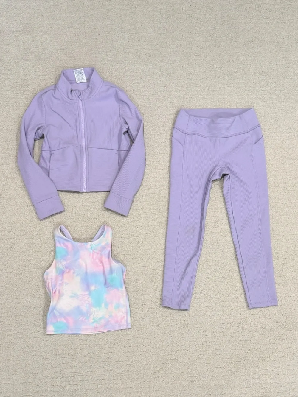 Kids All In Motion Ribbed Zip Up, Pants And Bra Top Bundle Size XS (4/5)